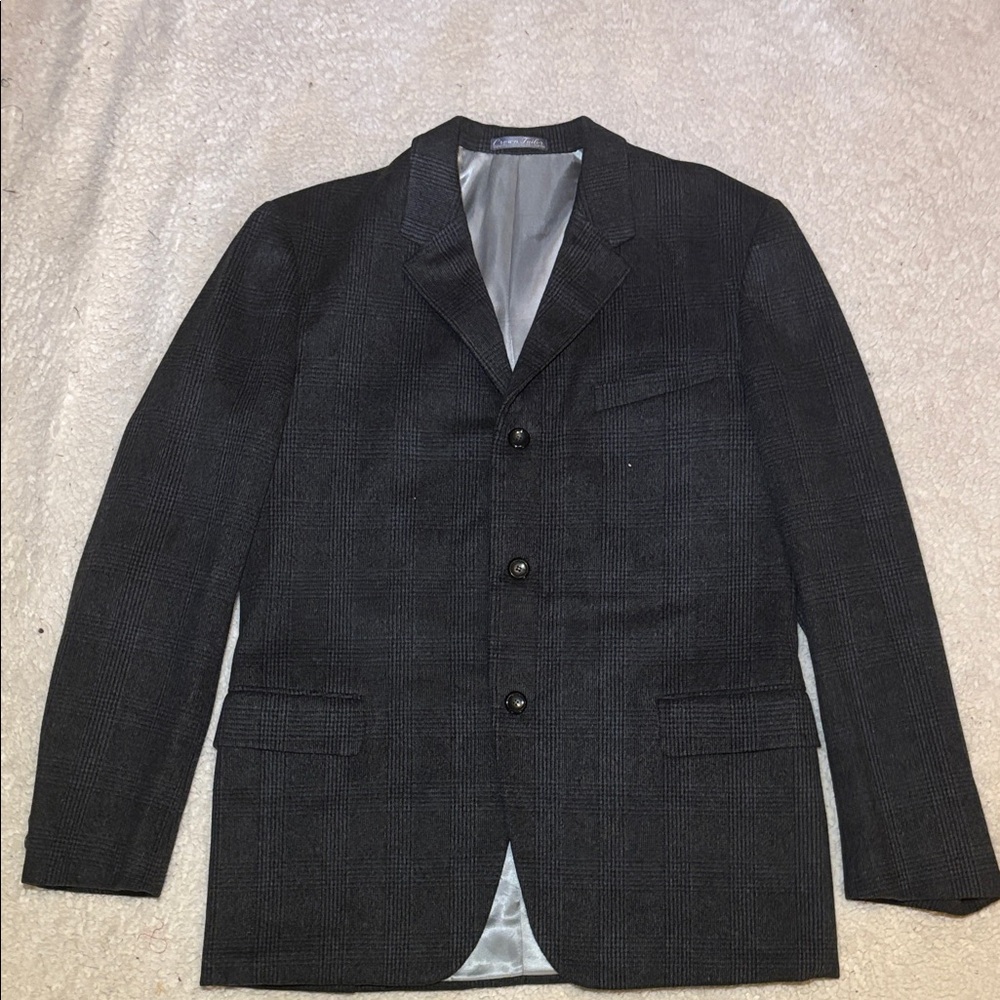 Crown Custom Made Gray Plaid Blazer Suit Jacket 40